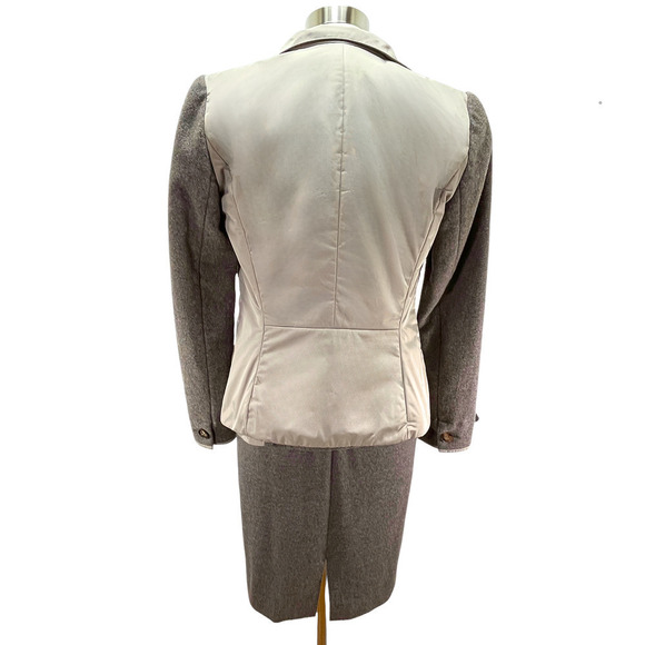 Lafayette 148 NY 3-Piece Taupe Wool Suit Dress — Dress (2), Vest (4) Blazer (4) - Picture 8 of 16